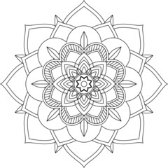 Easy Mandala coloring book simple and basic for beginners, seniors and children. Set of Mehndi flower pattern for Henna drawing and tattoo. Decoration in ethnic oriental, Indian style.