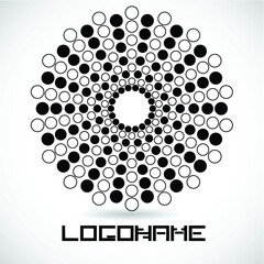 Halftone dots in circle form. round logo . vector dotted frame . design element