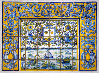 Panneau d'azulejos anciens à Coimbra, Portugal