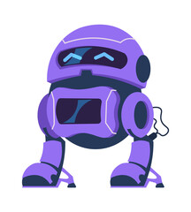 Cartoon android character. Fantastic electronic technology, robot mascot. Science innovation template, advertising automatic cyber toys and computer video games. Vector cute futuristic illustration