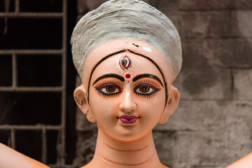 Portrait of  Goddess Durga with painted face