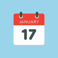 Icon day date 17 January, template calendar page