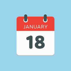 Icon day date 18 January, template calendar page