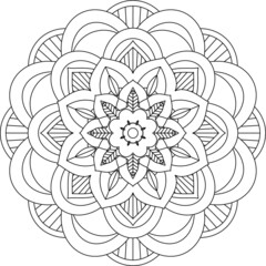 Easy Mandala coloring book simple and basic for beginners, seniors and children. Set of Mehndi flower pattern for Henna drawing and tattoo. Decoration in ethnic oriental, Indian style.