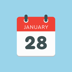 Icon day date 28 January, template calendar page