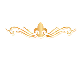 divider ornament with lis flower gold vector design