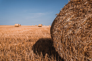 round the haystack on the field