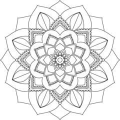 Easy Mandala coloring book simple and basic for beginners, seniors and children. Set of Mehndi flower pattern for Henna drawing and tattoo. Decoration in ethnic oriental, Indian style.