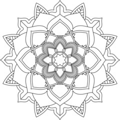 Easy Mandala coloring book simple and basic for beginners, seniors and children. Set of Mehndi flower pattern for Henna drawing and tattoo. Decoration in ethnic oriental, Indian style.
