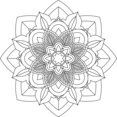Easy Mandala coloring book simple and basic for beginners, seniors and children. Set of Mehndi flower pattern for Henna drawing and tattoo. Decoration in ethnic oriental, Indian style.