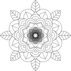 Easy Mandala coloring book simple and basic for beginners, seniors and children. Set of Mehndi flower pattern for Henna drawing and tattoo. Decoration in ethnic oriental, Indian style.