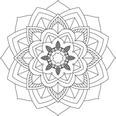 Fototapeta premium Easy Mandala coloring book simple and basic for beginners, seniors and children. Set of Mehndi flower pattern for Henna drawing and tattoo. Decoration in ethnic oriental, Indian style.
