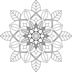 Easy Mandala coloring book simple and basic for beginners, seniors and children. Set of Mehndi flower pattern for Henna drawing and tattoo. Decoration in ethnic oriental, Indian style.