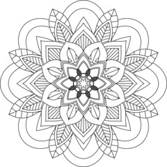 Easy Mandala coloring book simple and basic for beginners, seniors and children. Set of Mehndi flower pattern for Henna drawing and tattoo. Decoration in ethnic oriental, Indian style.