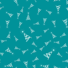 Seamless pattern white Christmas tree from ribbons. New year background for greeting cards or wrapping paper