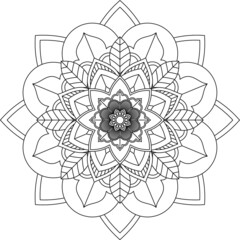 Easy Mandala coloring book simple and basic for beginners, seniors and children. Set of Mehndi flower pattern for Henna drawing and tattoo. Decoration in ethnic oriental, Indian style.