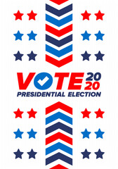Presidential Election 2020 in United States. Vote day, November 3. US Election. Patriotic american element. Poster, card, banner and background. Vector illustration