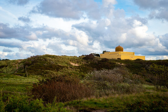 13 October 2020, Katwijk, Netherlands, Universel Murad Hassil, Sufi temple  on the windy dunes in Katwijk, designed by the Dutch architect S.J. of Embden