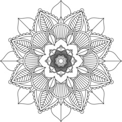 Easy Mandala coloring book simple and basic for beginners, seniors and children. Set of Mehndi flower pattern for Henna drawing and tattoo. Decoration in ethnic oriental, Indian style.
