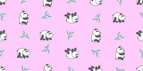Panda seamless pattern, A cute Pandas on a pink background.
