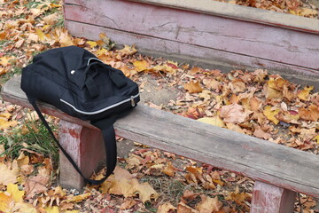 backpack on the bench