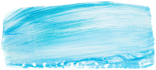 Blue light brush stroke on paper. Isolated on white