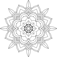 Easy Mandala coloring book simple and basic for beginners, seniors and children. Set of Mehndi flower pattern for Henna drawing and tattoo. Decoration in ethnic oriental, Indian style.