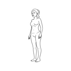 Obraz na płótnie Canvas monochrome illustration of a woman diagonally from the side. anatomy, comic, avatar.
