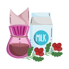 coffee brewing methods, drip maker milk and grains in branch