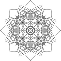 Easy Mandala coloring book simple and basic for beginners, seniors and children. Set of Mehndi flower pattern for Henna drawing and tattoo. Decoration in ethnic oriental, Indian style.