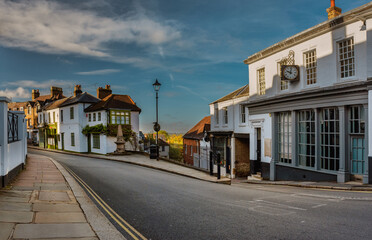 Fototapeta na wymiar Harrow on the Hill charming High Street, Greater London, England 