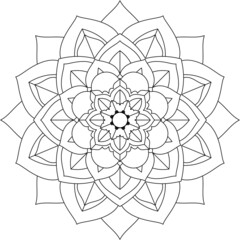 Easy Mandala coloring book simple and basic for beginners, seniors and children. Set of Mehndi flower pattern for Henna drawing and tattoo. Decoration in ethnic oriental, Indian style.