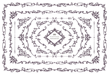 vintage ornament set. borders and frames.