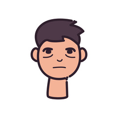 man cartoon with insomnia line and fill style icon vector design