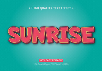 Editable  fonts-sunrise text effect retro style