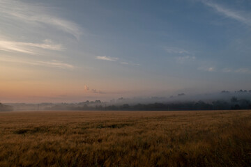 Sunrise on the background of mountains