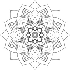Easy Mandala coloring book simple and basic for beginners, seniors and children. Set of Mehndi flower pattern for Henna drawing and tattoo. Decoration in ethnic oriental, Indian style.