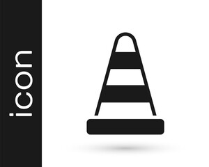 Black Traffic cone icon isolated on white background. Vector.