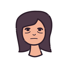 woman cartoon with insomnia line and fill style icon vector design