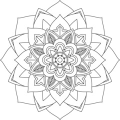 Easy Mandala coloring book simple and basic for beginners, seniors and children. Set of Mehndi flower pattern for Henna drawing and tattoo. Decoration in ethnic oriental, Indian style.