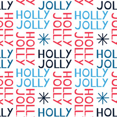 Seamles vector pattern with "Holly Jolly" phrase