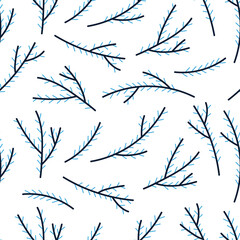 Seamless vector patternn with hand drawn fir branches
