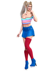 Young attractive girl in school uniform.