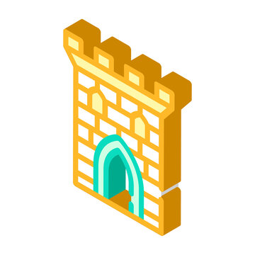 Castle Tower Isometric Icon Vector Sign Illustration