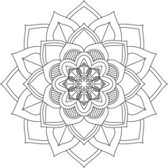 Easy Mandala coloring book simple and basic for beginners, seniors and children. Set of Mehndi flower pattern for Henna drawing and tattoo. Decoration in ethnic oriental, Indian style.