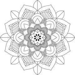 Easy Mandala coloring book simple and basic for beginners, seniors and children. Set of Mehndi flower pattern for Henna drawing and tattoo. Decoration in ethnic oriental, Indian style.