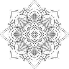 Easy Mandala coloring book simple and basic for beginners, seniors and children. Set of Mehndi flower pattern for Henna drawing and tattoo. Decoration in ethnic oriental, Indian style.