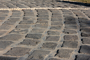 
decorative stone pavement road in the park