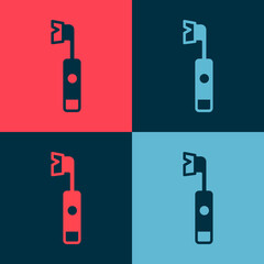 Pop art Electric toothbrush icon isolated on color background. Vector.