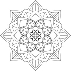 Easy Mandala coloring book simple and basic for beginners, seniors and children. Set of Mehndi flower pattern for Henna drawing and tattoo. Decoration in ethnic oriental, Indian style.
